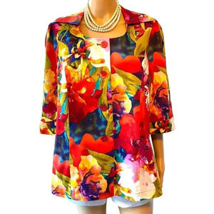 Simonton By George Simonton Boho Pastel Floral Y2K Artsy Top Women's M-XL